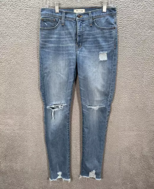 Madewell Jeans Womens 29 Blue 9" High Rise Skinny Raw Hem Distressed Preppy