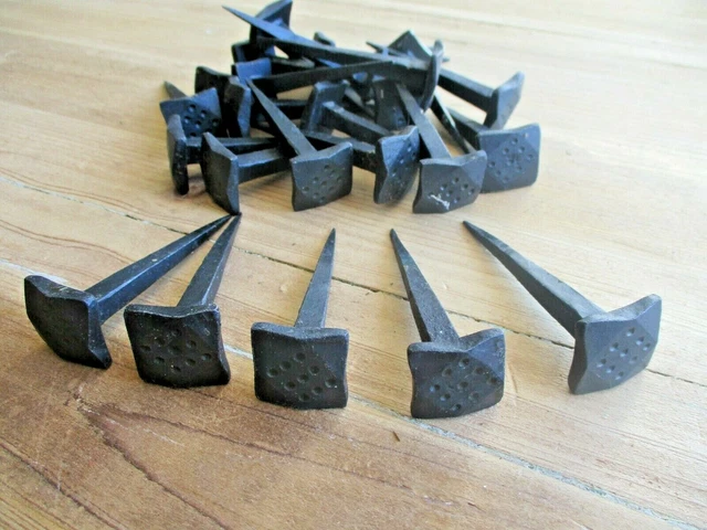 50 Nails Clavos Hand Forged Coat Hooks 1" Black 3" Long Tack Craft Angled Hook