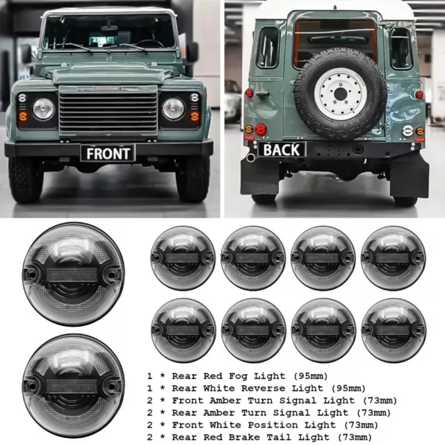 10PCs Smoke Lens Complete Led Lamp Upgrade Kit For Land Rover Defender 1990-2016
