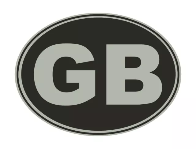 GB Car Stickers - Metallic silver oval self-adhesive vinyl car, van, lorry