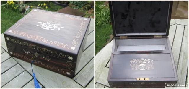 Rare Quality Antique Coromandel Tri Folding Box with Writing Slope