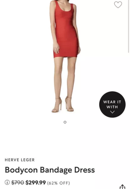 Herve Leger Sydney Bandage Dress In red coral poppy Small S $799