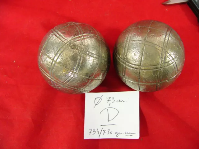 Jeux de 2 boule laiton ou bronze de pétanque  vintage lot D