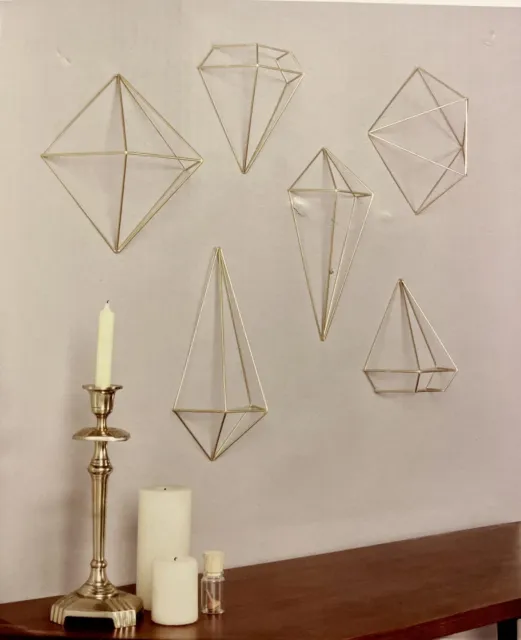 Umbra Brass Geometric Modern Set Of 6 Wall Hanging or Table Decor Prism NEW