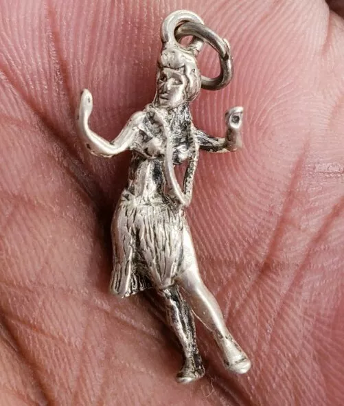 Vintage Hula Dancer/ Hawaiian Style Dancing Girl Sterling Silver Charm Pendant