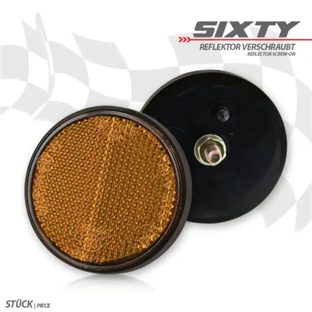 Motorcycle Universal Reflector Rear Yellow Round E-Certified
