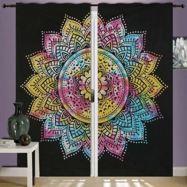 Indio Handmade Mandala Algodón Ventana Cortina Cenefas Panel Decoración Hogar