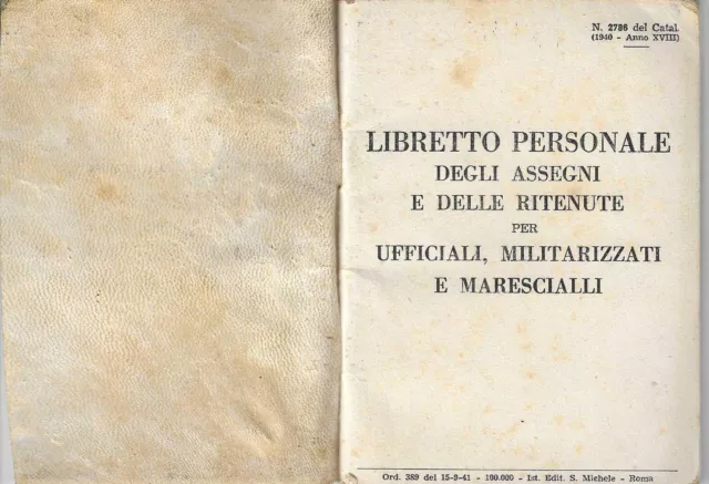 Regio Esercito Libretto Personale Reggimento Cavalleggeri "Palermo" 1943 Palermo