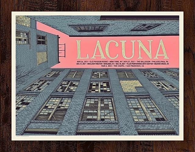 Lacuna Nov 2021-2022 US Tour Event Gig Screen Print AP 24x18
