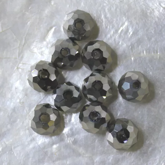 10 CITROUILLES  -  Cristal de Bohême  -  4 X 6 MM  -  ARGENTE