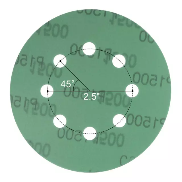 Pellicule Verte Disque Ponçage 1500 Grains 8 trous Aluminium Crochet 50Pcs 3