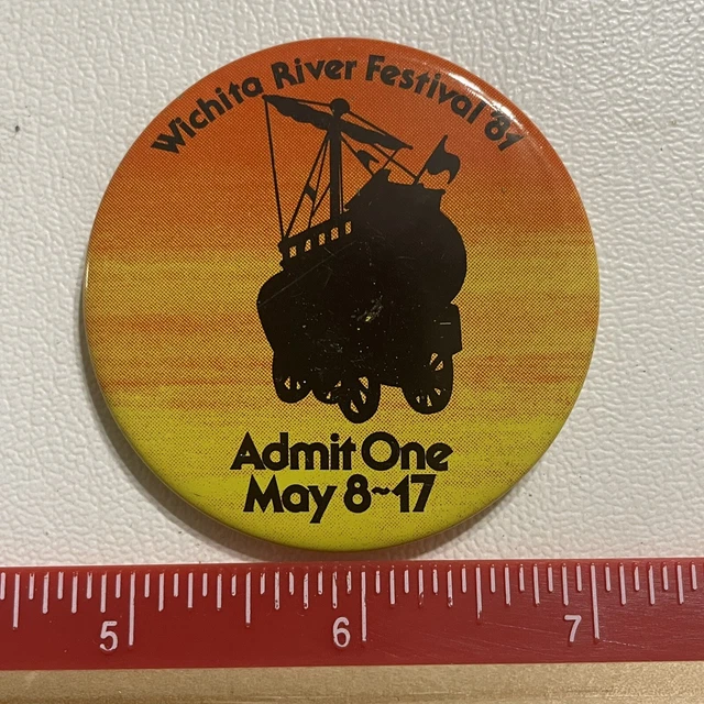 Kansas 1981 WICHITA RIVER FESTIVAL Pinback Button P002