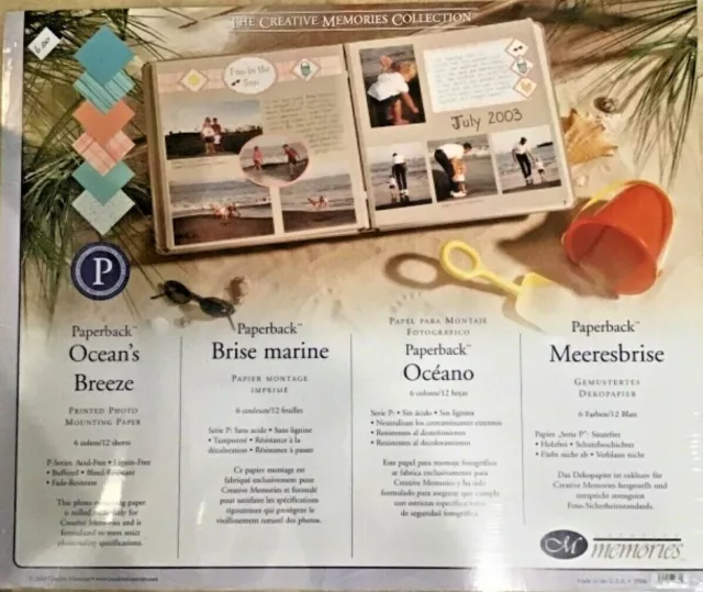 Creative Memories Scrapbook Oceans Breeze  Paper Pack (12) 10 X 12  Nip