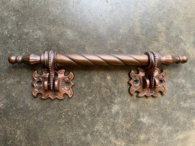 Poignée De Porte D'entrée Fixe En Bronze - Estampillée FT, Occasion, Style Ancien Ou Industriel