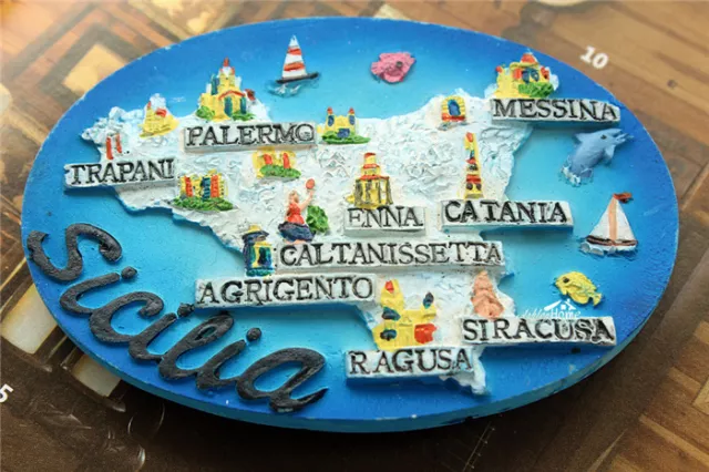 Italy Sicily Sicilia Island Tourism Travel Souvenir 3D Resin Fridge Magnet Craft