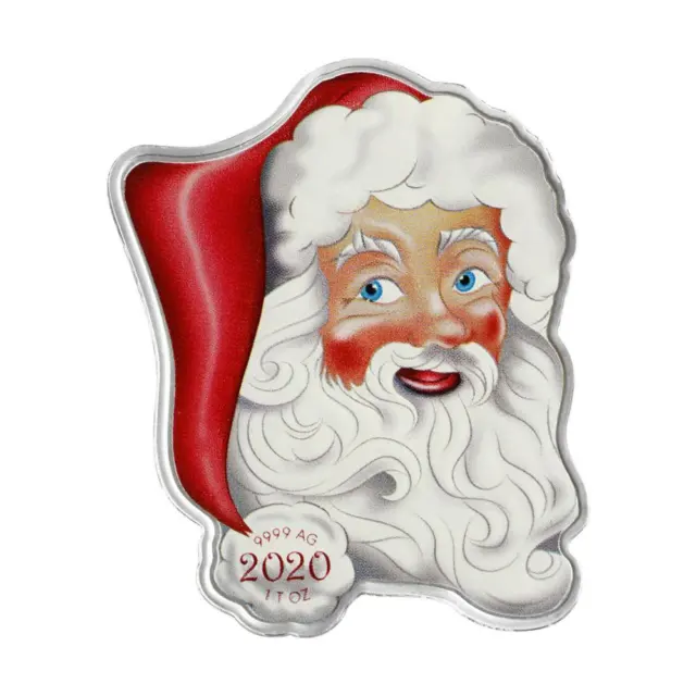 2020 Solomon Islands Santa Claus Shaped 1 oz Silver Colorized Reverse Proof $...