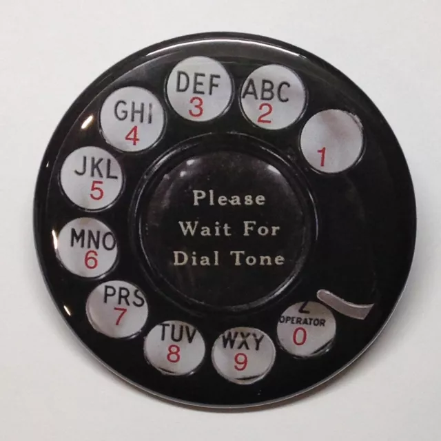 Telephone Dial Black Advertising Pocket Mirror Vintage Style