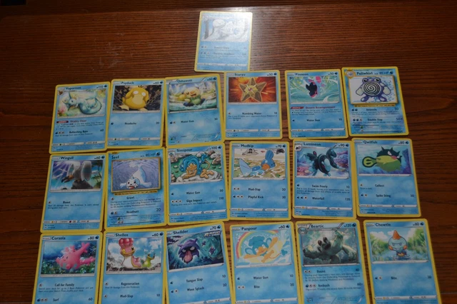 19 blue Pokémon playing/collecting cards
