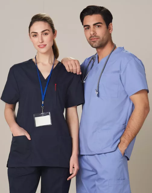 Benchmark Unisex Scrub Top Short Sleeve V Neck Lower Front & Chest Pocket M7630 3