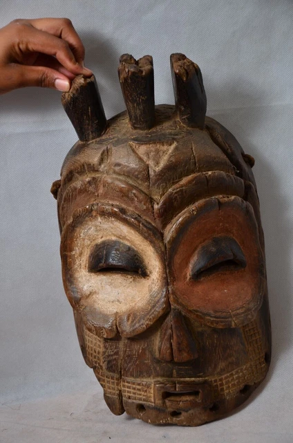 African Tribal Art, bembe Mask from Democratic Republic of Congo