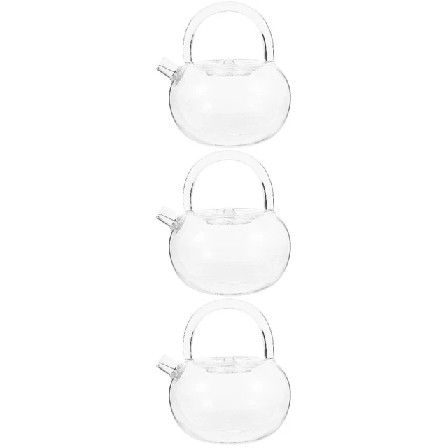 3pcs Glass Teapot Clear Tea Kettle Glass Pot Tea Pot for Loose Tea Blooming