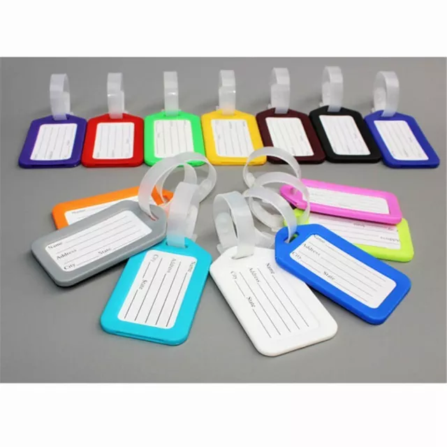 10x Travel Luggage Bag Tag Plastic Suitcase Baggage Office Name Address ID Label