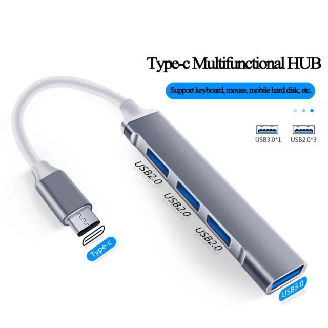 HUB USB type-C 3.0 4 ports, adaptateur OTG, pour Mac, HUAWEI, Xiaomi, Lenovo