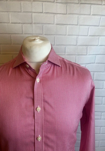 Camicia Charles Tyrwhitt rossa 16"" - 35"" extra slim doppio polsino NON FERRO