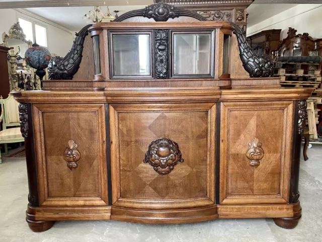 Antique Cupboard Art Deco Years '20 With Tier Secretary Desk Double Body Wood