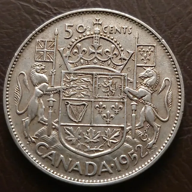 1952 Canada Fifty Cents George VI Silver Half Dollar Coin 50 Cent