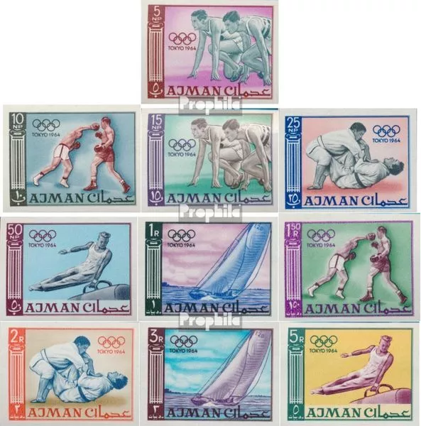 Ajman 31B-40B (completa edición) no dentado nuevo con goma original 1965 olímpic