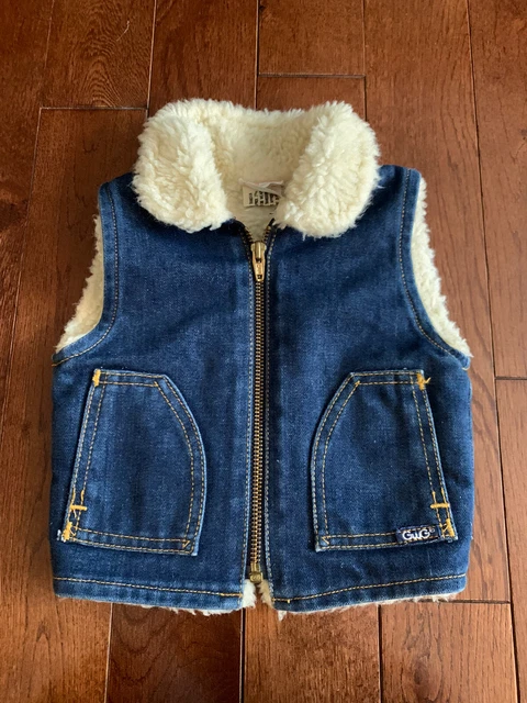 Vintage GWG Denim Jean Sherpa Lined Vest Children’s Sz S Toddler 12 Mths Unisex