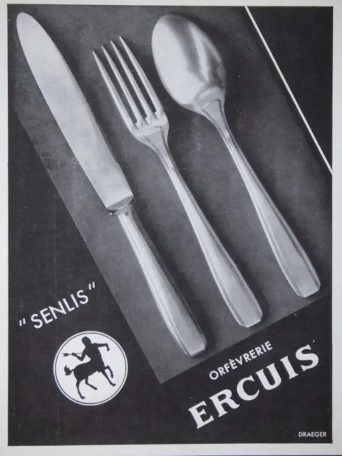Publicité De Presse 1934 Orfévrerie Ercuis Couvert Senlis - Advertising