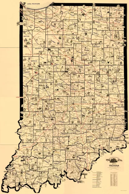 Indiana Railroad Routes - McEwen 1897 - 23.00 x 34.54