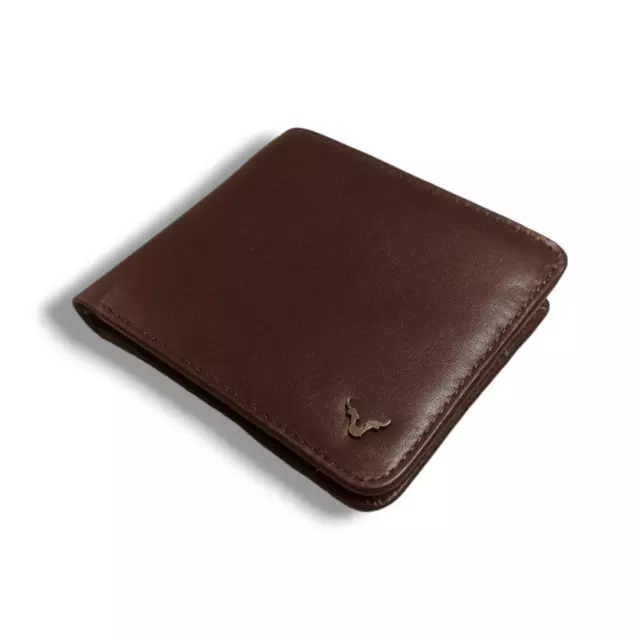 Lazy Kow Handmade Premium Full-Grain Leather Bifold Men's Wallet- Dark Chocolate