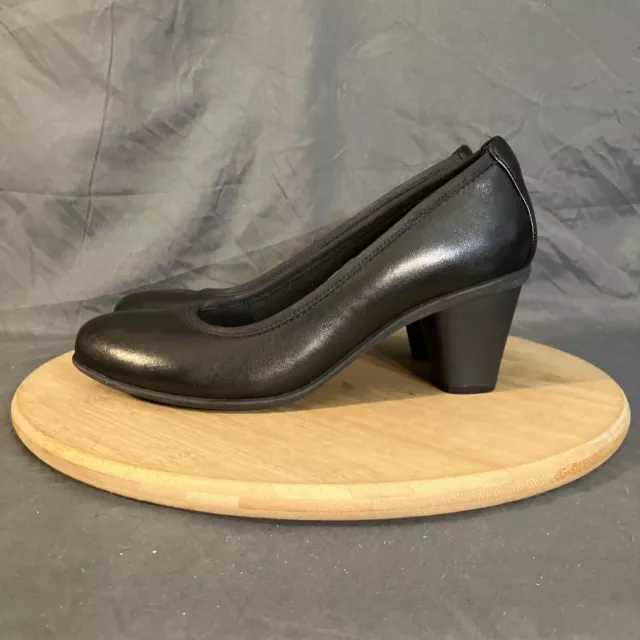 VIONIC SHOES WOMENS 9 Josie Black Leather Kitten Heel Slip On Pump