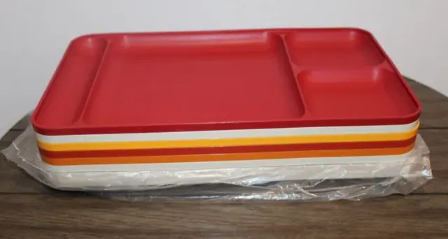 Eight! VINTAGE Tupperware 1970's DIVIDED LUNCH TRAYS lot p