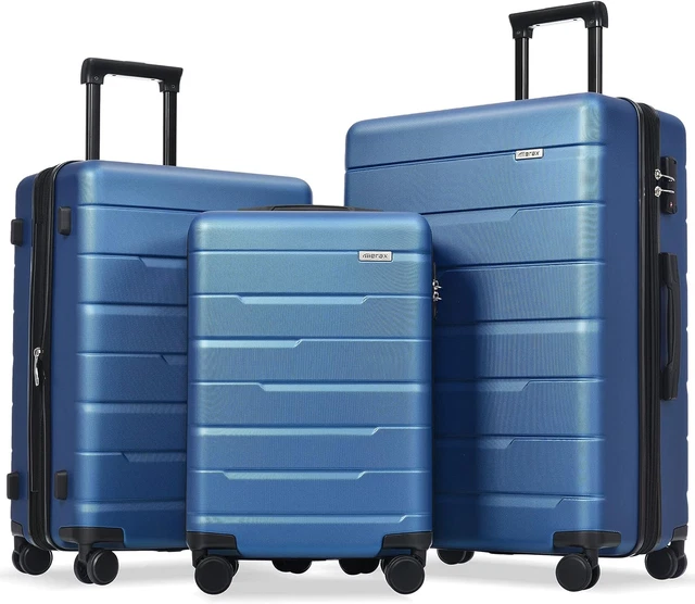 3 Pcs Expandable ABS Hardshell Luggage Sets with Spinner Wheel Suitcase TSA Lock