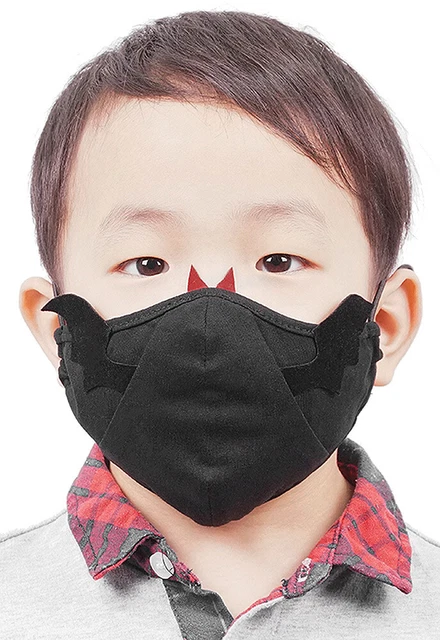 Masque enfant en tissu noir avec ailes noires, goth rock mignon Devil Fashion