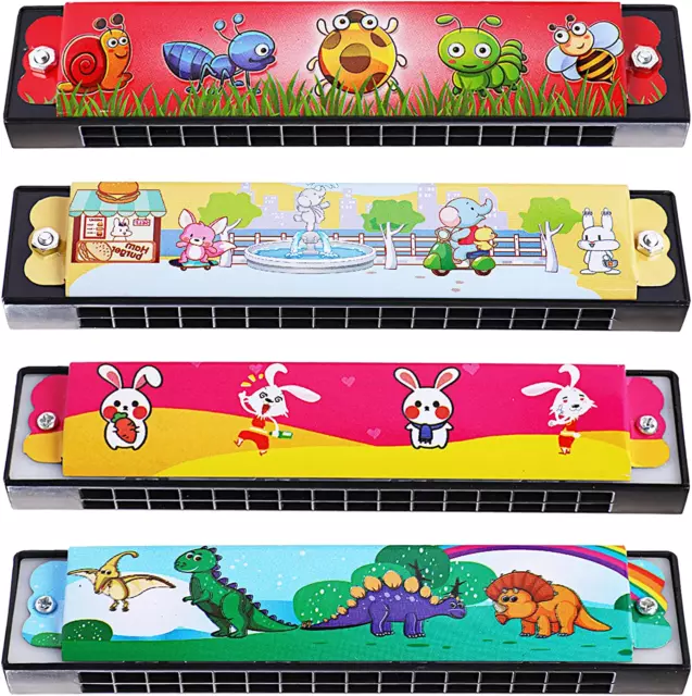 Harmonica for Kids Adults Beginners Bulk 4Pcs Armonica Para Ninos Cartoon Printe