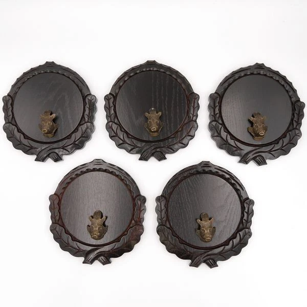 5 Pieza Keilerschilder Tallado Oscuro Af 16 CM Con 5 X Jabalí Cabeza Portada