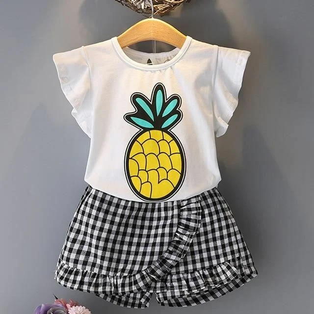 2 PC / Set Ragazze Estate Abbigliamento Coreana Jeans Manica Corta T-Shirt + 5