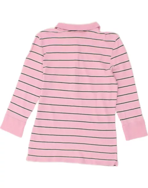 Old Navy Mädchen langarmes Poloshirt 4-5 Jahre mittelrosa gestreifte Baumwolle BD53 2