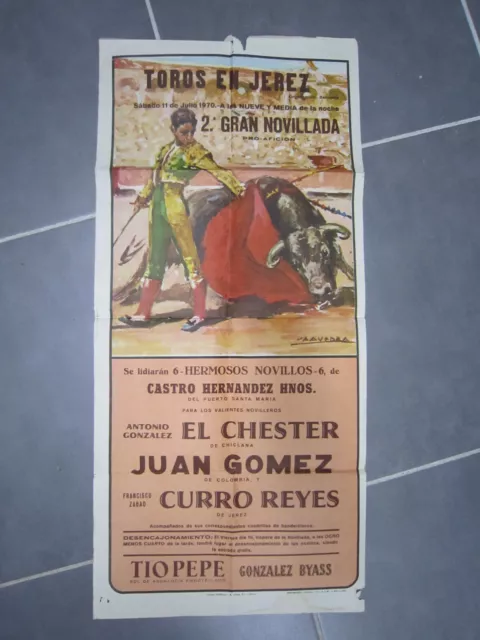 Ancienne Affiche Espagne Toros En Jerez 1970 El Chester Juan Gomez Curro Reyes