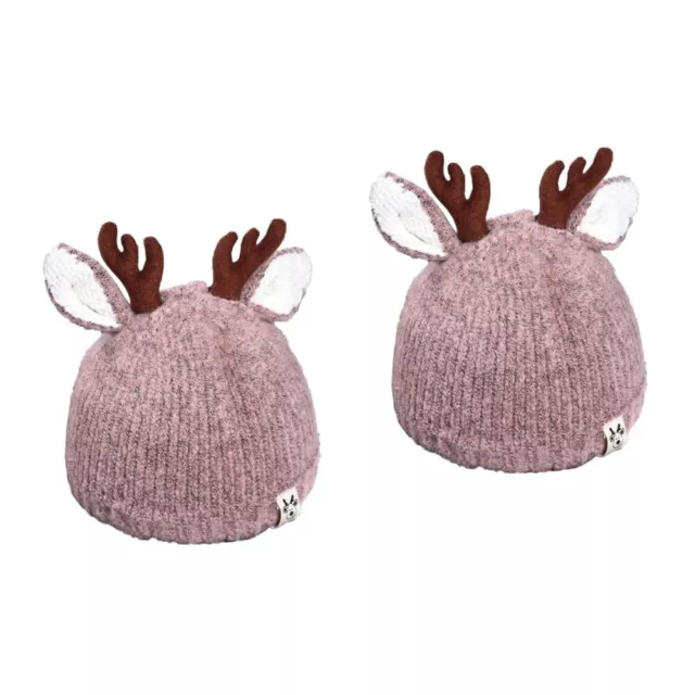 Set of 2 Newborn Cute Reindeer Antlers Knitted Hat Christmas Baby Hats