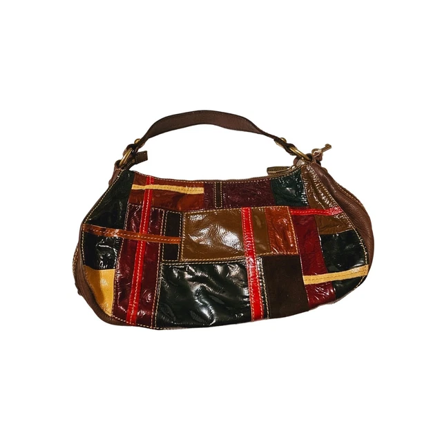 vintage Fossil Patchwork Patent Leather shoulder bag multi color