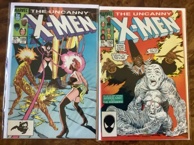 Uncanny X-Men 189 190 VF/NM Claremont Romita Jr Phoenix Marvel Comics