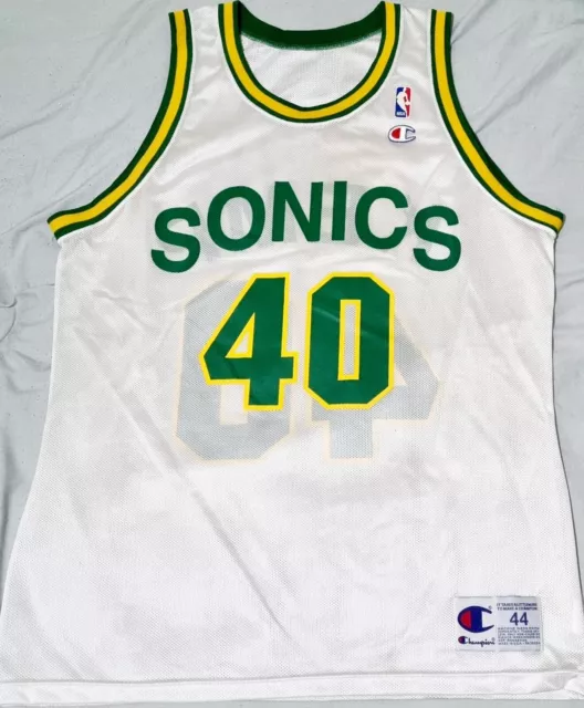 Mint Champion Seattle Supersonics Shawn Kemp #40 NBA jersey 44 Large 1991/92
