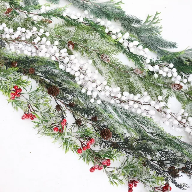 Wreath Artificial Red Berries Pine Cones Vine Christmas Decorative Garland