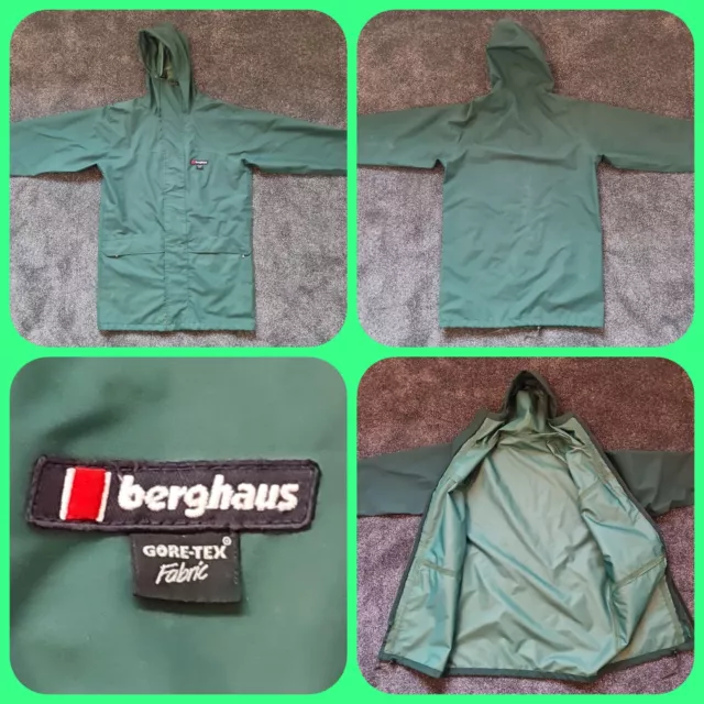 berghaus 90s vintage gore tex green jacket mens size M to large mistral retro